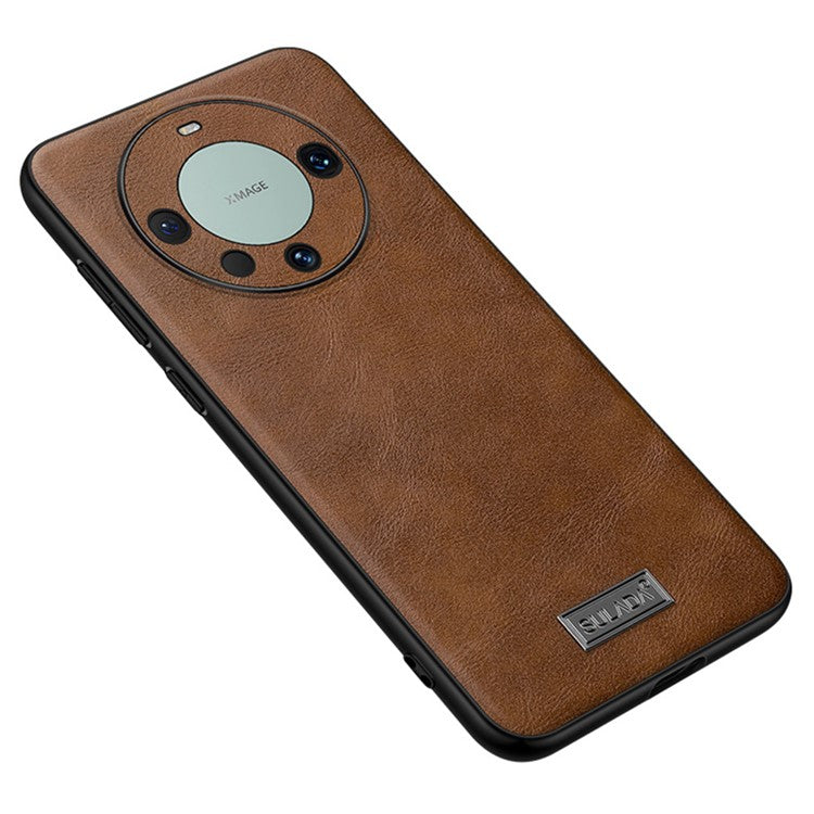 SULADA For Huawei Mate 60 Pro / 60 Pro+ PU Leather Coated TPU+PC Phone Cover Anti-fall Back Case - Brown