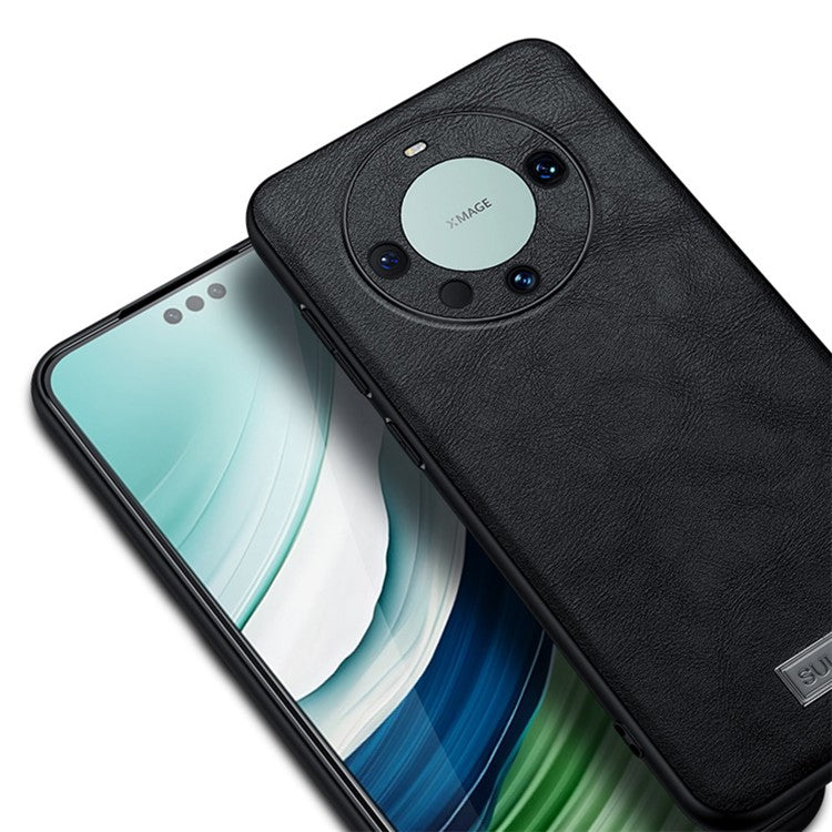 SULADA For Huawei Mate 60 Pro / 60 Pro+ PU Leather Coated TPU+PC Phone Cover Anti-fall Back Case - Brown