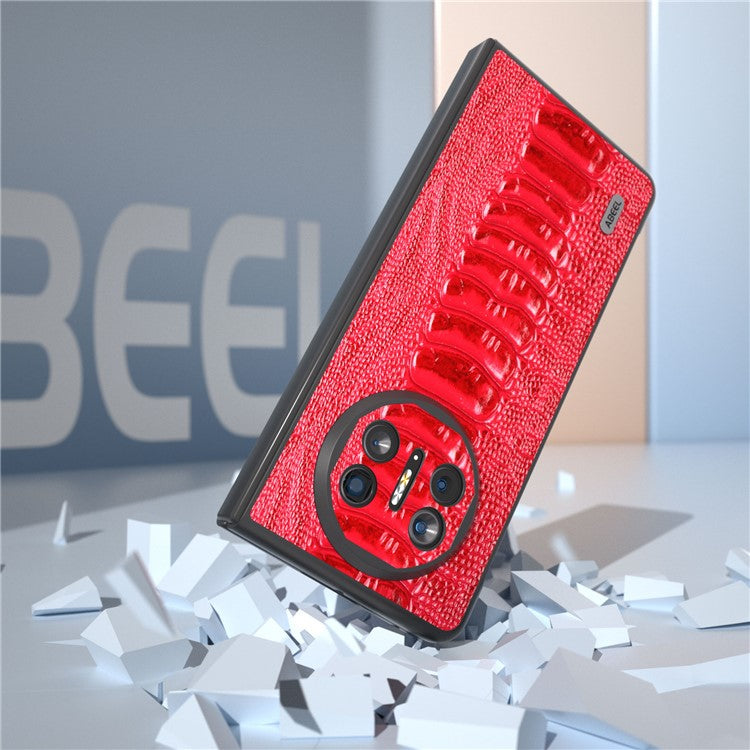 ABEEL For Huawei Mate X5 Case Crocodile Texture Genuine Cow Leather+TPU+PC Phone Cover - Red