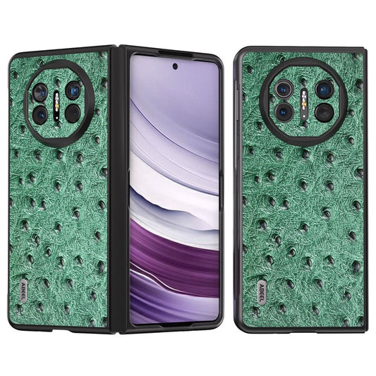 ABEEL For Huawei Mate X5 Case Genuine Cow Leather+TPU+PC Ostrich Texture Folding Phone Cover - Green