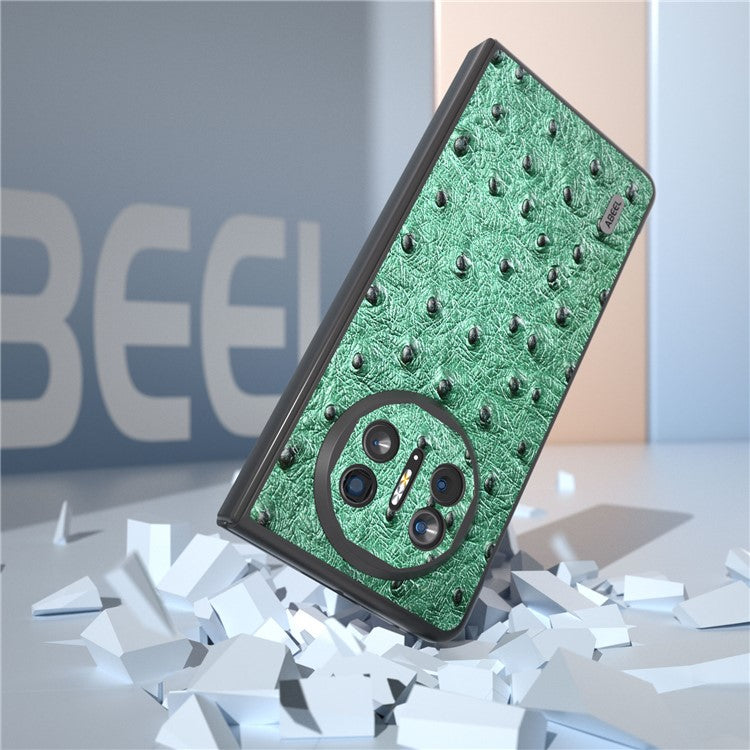 ABEEL For Huawei Mate X5 Case Genuine Cow Leather+TPU+PC Ostrich Texture Folding Phone Cover - Green