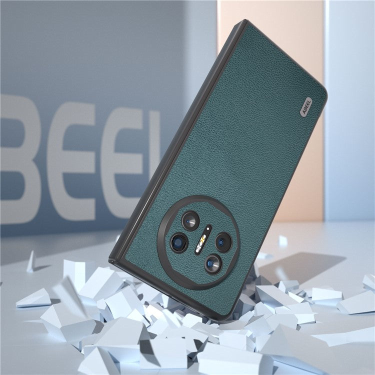 ABEEL For Huawei Mate X5 Case Genuine Cow Leather+TPU+PC Litchi Texture Phone Cover - Midnight Green
