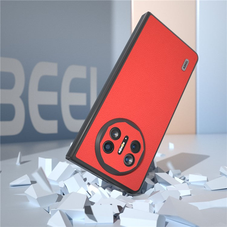 ABEEL For Huawei Mate X5 Case Genuine Cow Leather+TPU+PC Litchi Texture Phone Cover - Red