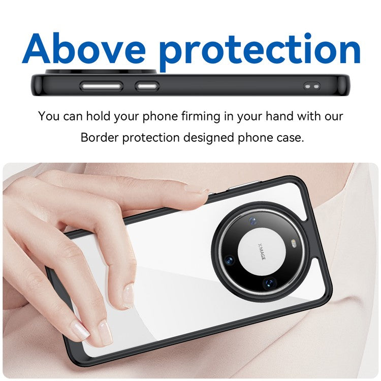 For Huawei Mate 60 Pro Case TPU+Acrylic Drop-proof Phone Cover - Black