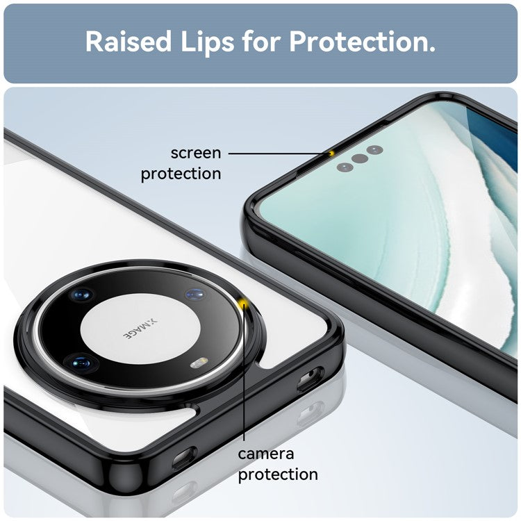 For Huawei Mate 60 Pro Case TPU+Acrylic Drop-proof Phone Cover - Black