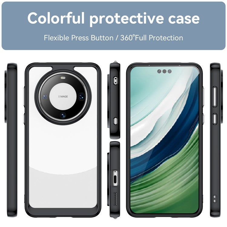 For Huawei Mate 60 Pro Case TPU+Acrylic Drop-proof Phone Cover - Black