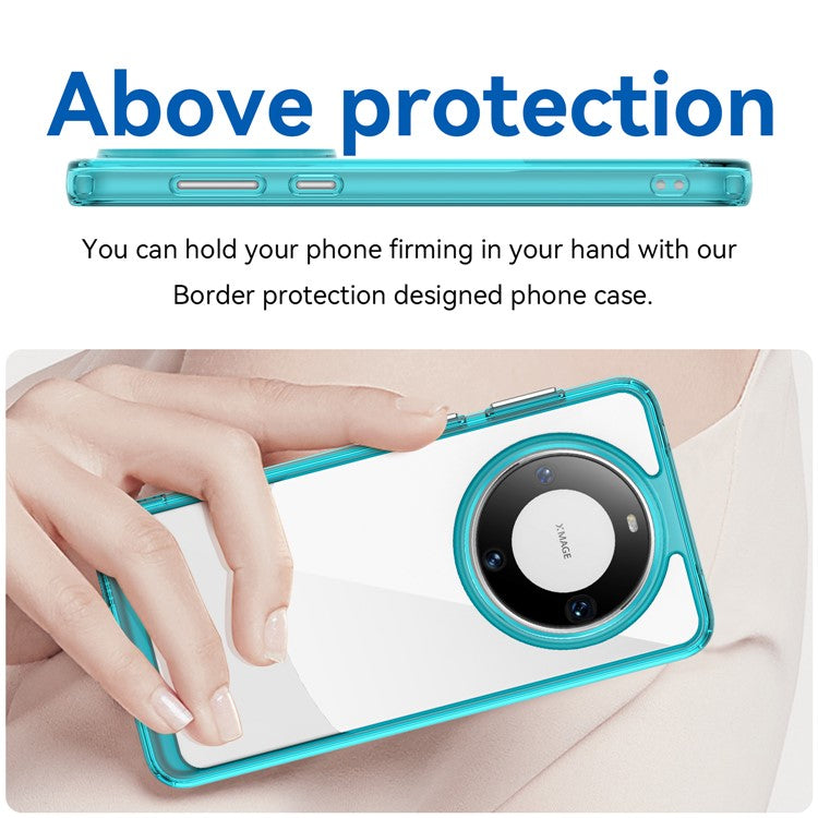 For Huawei Mate 60 Pro Case TPU+Acrylic Drop-proof Phone Cover - Transparent Blue