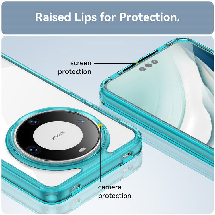 For Huawei Mate 60 Pro Case TPU+Acrylic Drop-proof Phone Cover - Transparent Blue
