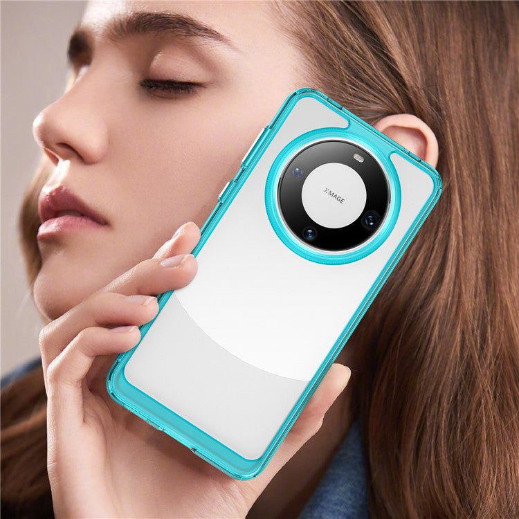 For Huawei Mate 60 Pro Case TPU+Acrylic Drop-proof Phone Cover - Transparent Blue