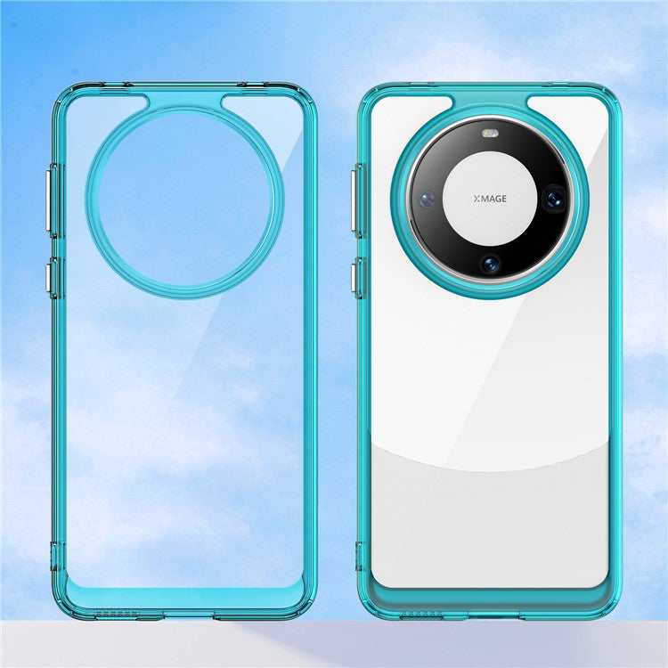 For Huawei Mate 60 Pro Case TPU+Acrylic Drop-proof Phone Cover - Transparent Blue