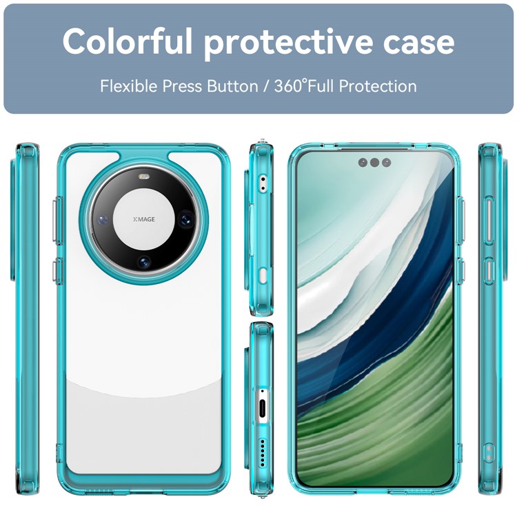 For Huawei Mate 60 Pro Case TPU+Acrylic Drop-proof Phone Cover - Transparent Blue