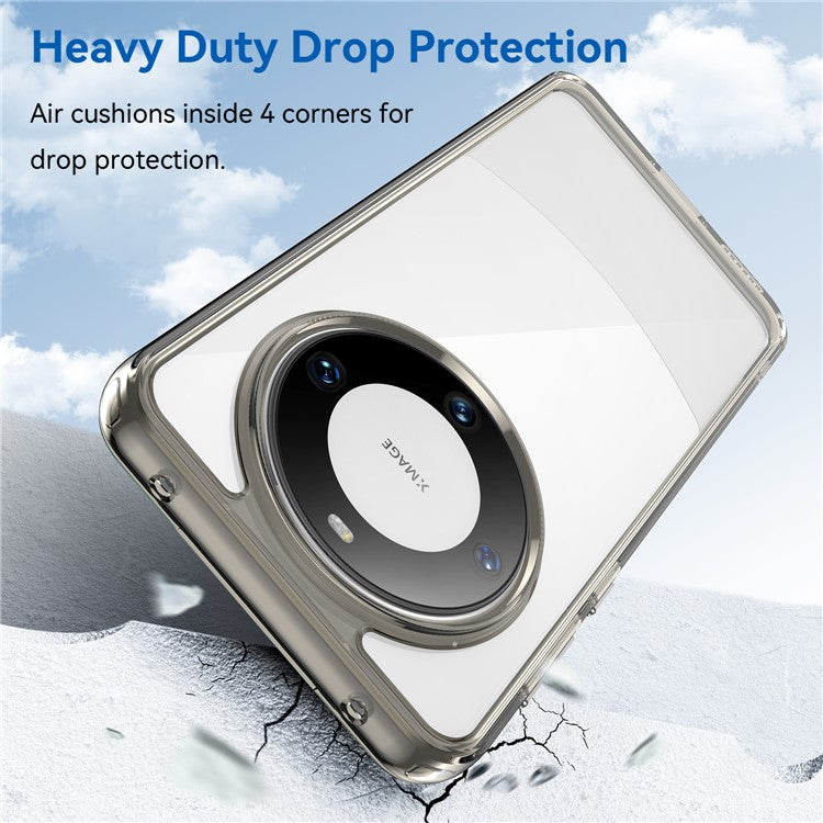 For Huawei Mate 60 Cover Drop-proof TPU+Acrylic Phone Case - Transparent Grey