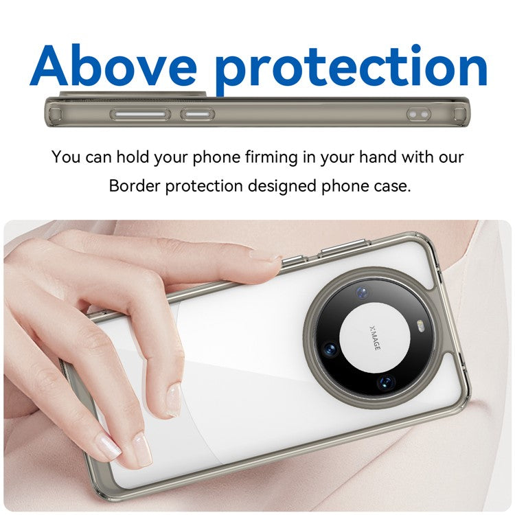 For Huawei Mate 60 Cover Drop-proof TPU+Acrylic Phone Case - Transparent Grey