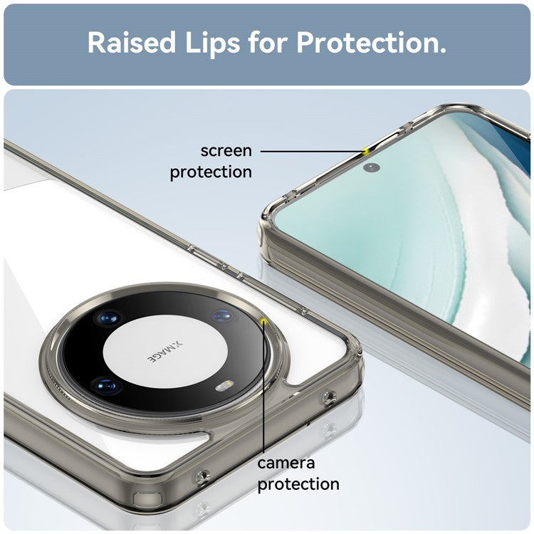 For Huawei Mate 60 Cover Drop-proof TPU+Acrylic Phone Case - Transparent Grey