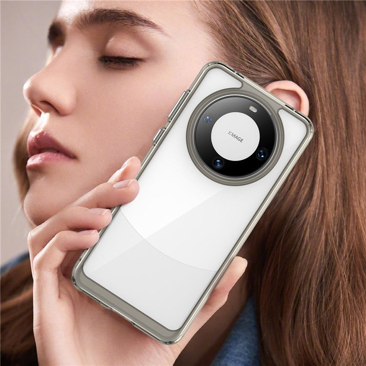 For Huawei Mate 60 Cover Drop-proof TPU+Acrylic Phone Case - Transparent Grey