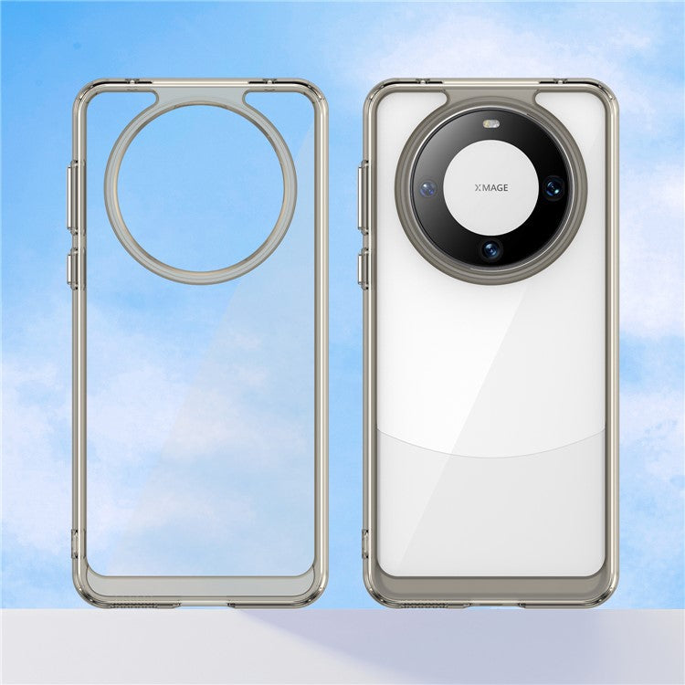For Huawei Mate 60 Cover Drop-proof TPU+Acrylic Phone Case - Transparent Grey