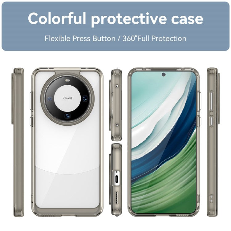 For Huawei Mate 60 Cover Drop-proof TPU+Acrylic Phone Case - Transparent Grey
