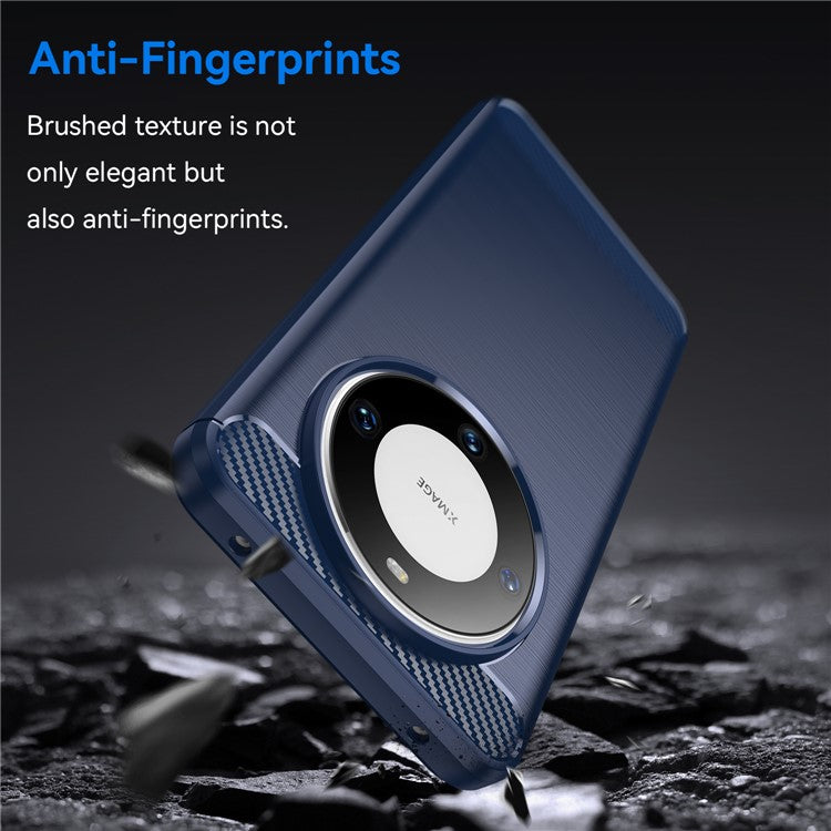 For Huawei Mate 60 Pro Case Slim Carbon Fiber Texture Brushed Phone Back Cover - Blue
