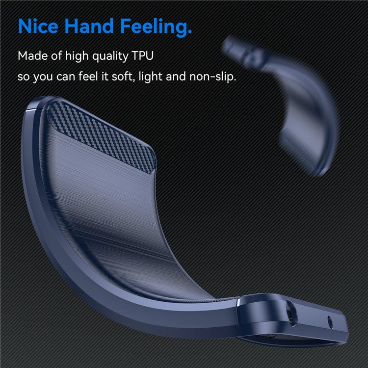 For Huawei Mate 60 Pro Case Slim Carbon Fiber Texture Brushed Phone Back Cover - Blue