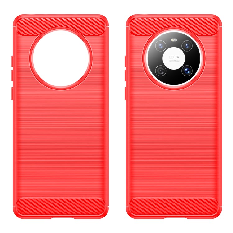 For Huawei Mate 40E / Mate 40 Case Slim-Fit Carbon Fiber Texture Phone Cover TPU Shell - Red