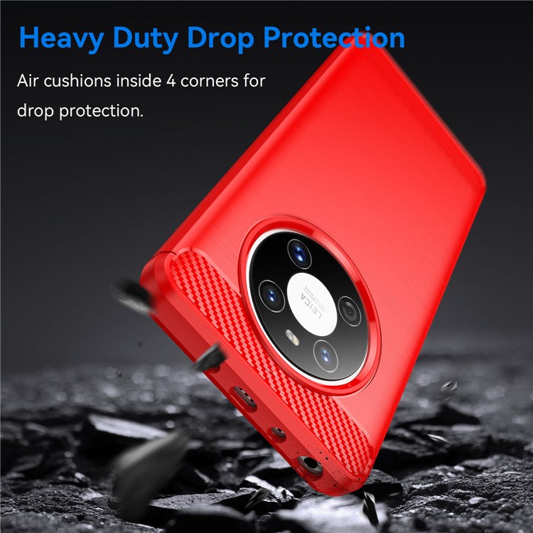 For Huawei Mate 40E / Mate 40 Case Slim-Fit Carbon Fiber Texture Phone Cover TPU Shell - Red