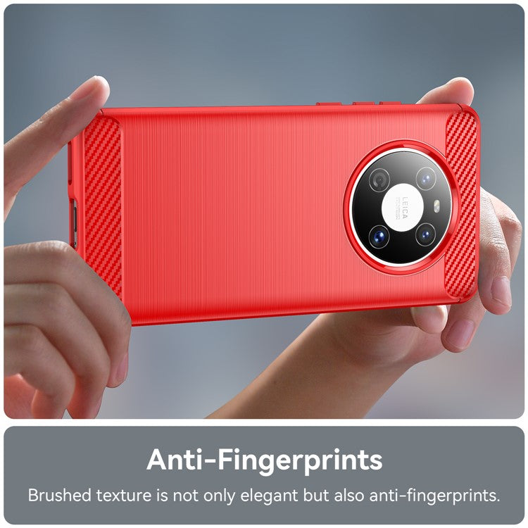 For Huawei Mate 40E / Mate 40 Case Slim-Fit Carbon Fiber Texture Phone Cover TPU Shell - Red