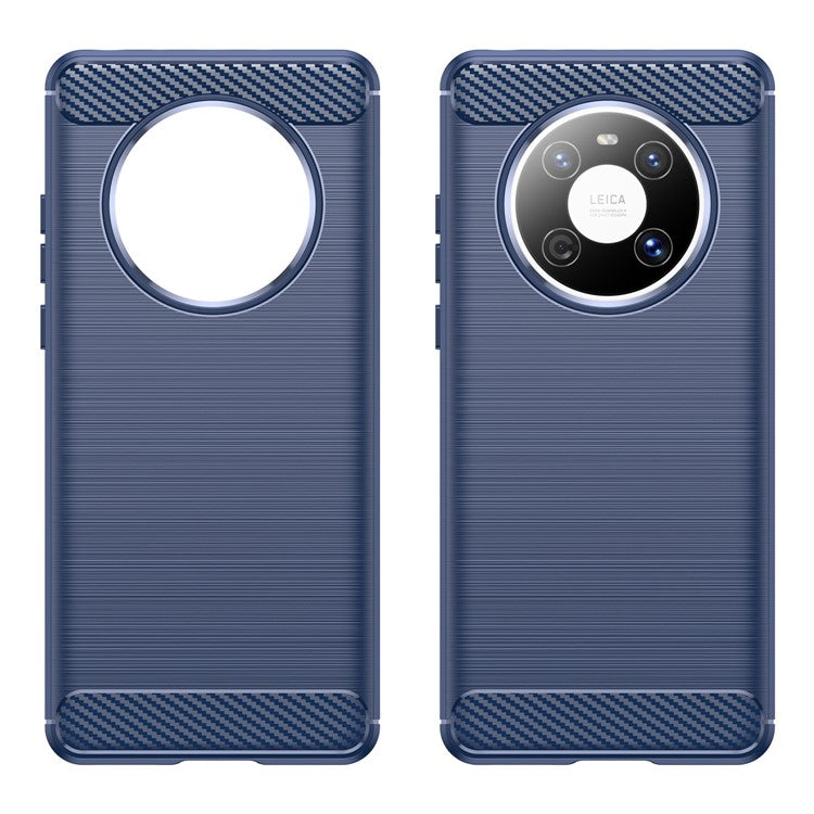 For Huawei Mate 40E / Mate 40 Case Slim-Fit Carbon Fiber Texture Phone Cover TPU Shell - Blue