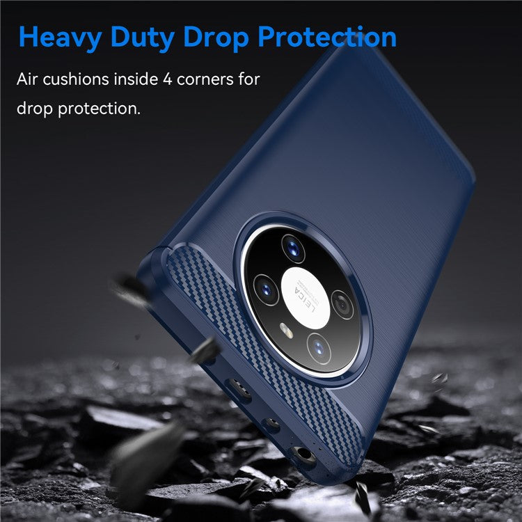 For Huawei Mate 40E / Mate 40 Case Slim-Fit Carbon Fiber Texture Phone Cover TPU Shell - Blue