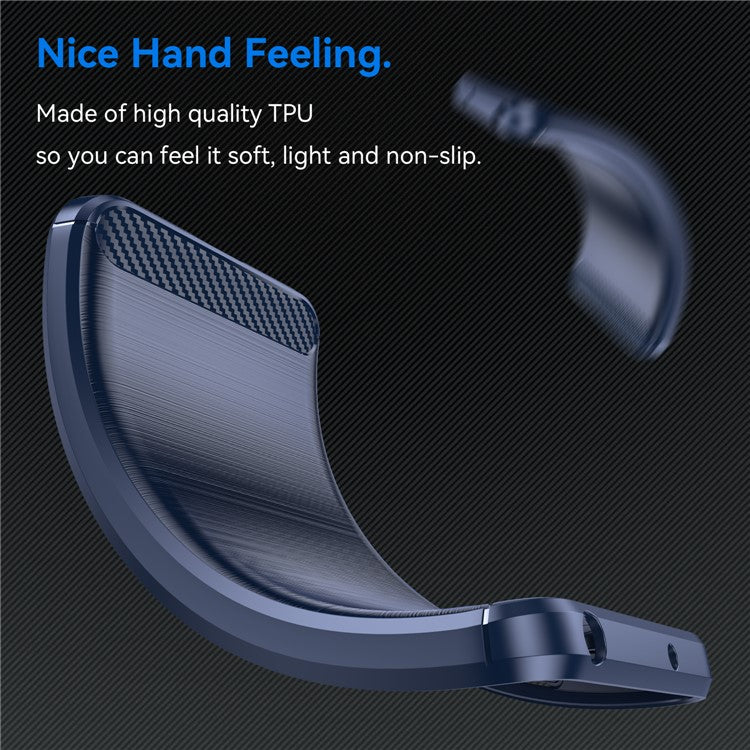 For Huawei Mate 40E / Mate 40 Case Slim-Fit Carbon Fiber Texture Phone Cover TPU Shell - Blue
