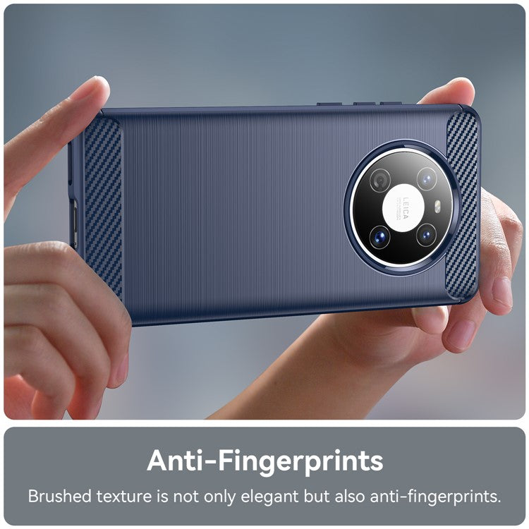 For Huawei Mate 40E / Mate 40 Case Slim-Fit Carbon Fiber Texture Phone Cover TPU Shell - Blue