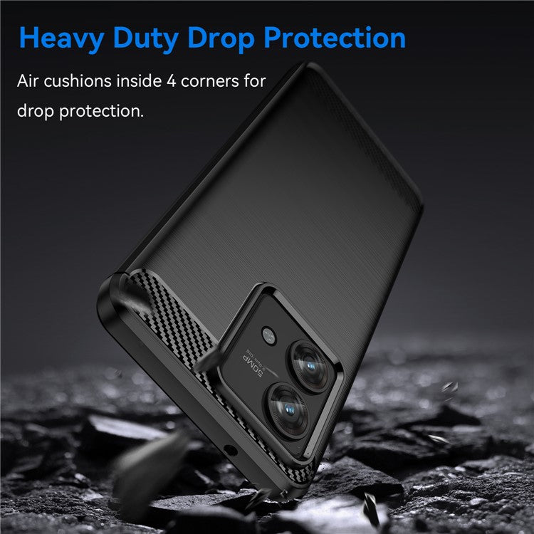 TPU Phone Shell for Motorola Edge 40 Neo 5G Case Carbon Fiber Texture Cover - Black