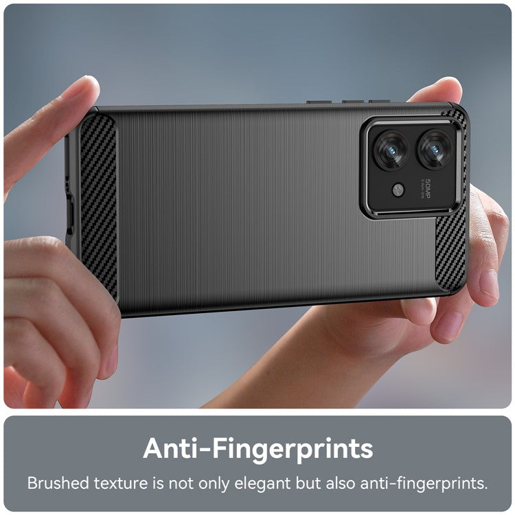 TPU Phone Shell for Motorola Edge 40 Neo 5G Case Carbon Fiber Texture Cover - Black
