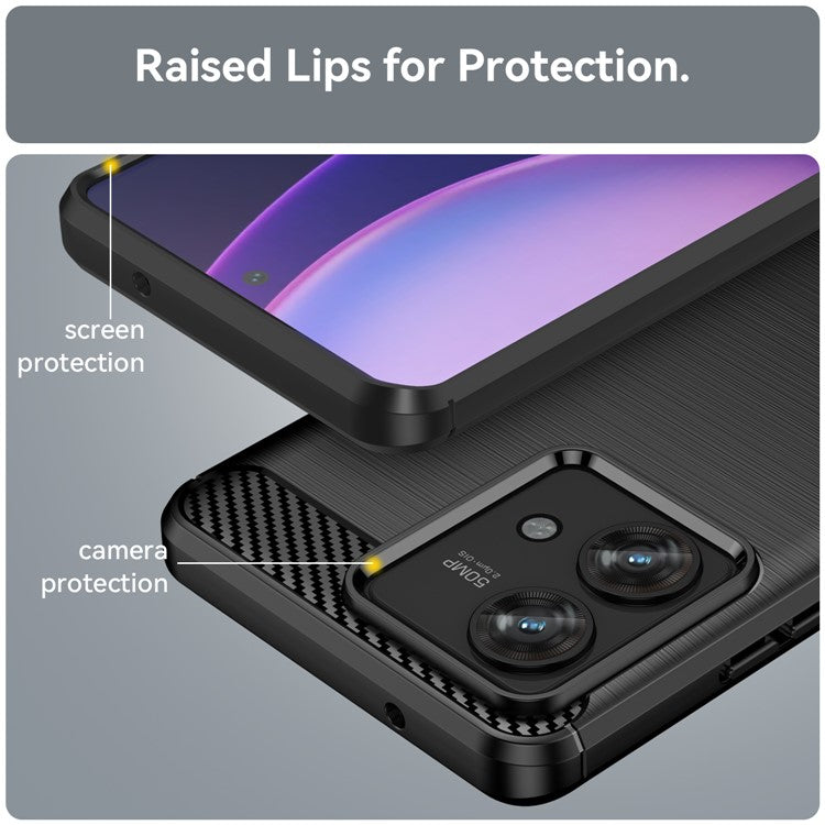 TPU Phone Shell for Motorola Edge 40 Neo 5G Case Carbon Fiber Texture Cover - Black