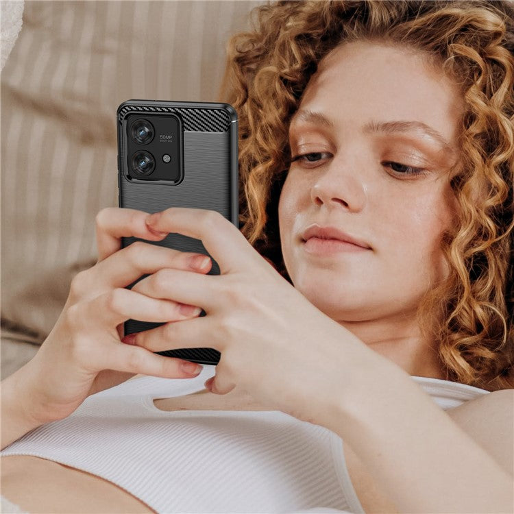 TPU Phone Shell for Motorola Edge 40 Neo 5G Case Carbon Fiber Texture Cover - Black