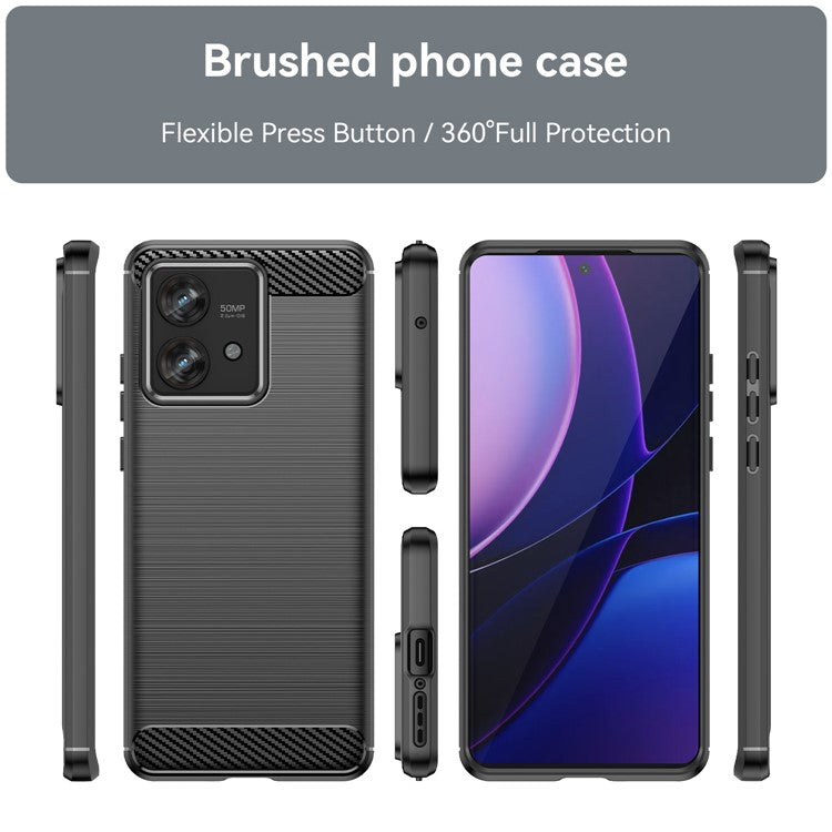 TPU Phone Shell for Motorola Edge 40 Neo 5G Case Carbon Fiber Texture Cover - Black