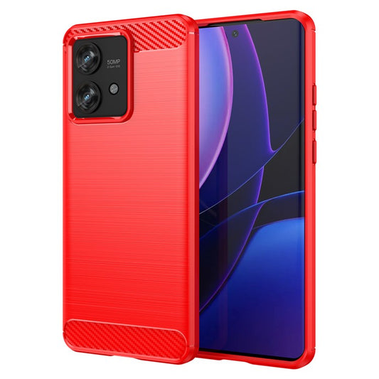 TPU Phone Shell for Motorola Edge 40 Neo 5G Case Carbon Fiber Texture Cover - Red