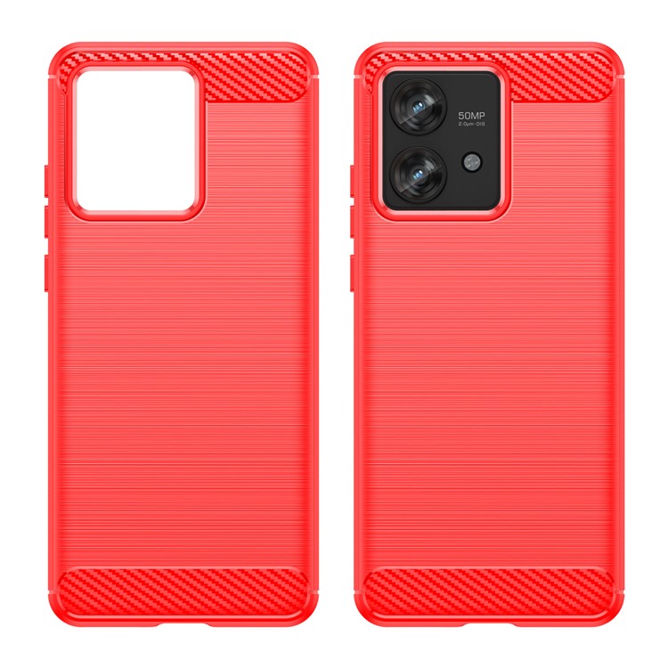 TPU Phone Shell for Motorola Edge 40 Neo 5G Case Carbon Fiber Texture Cover - Red