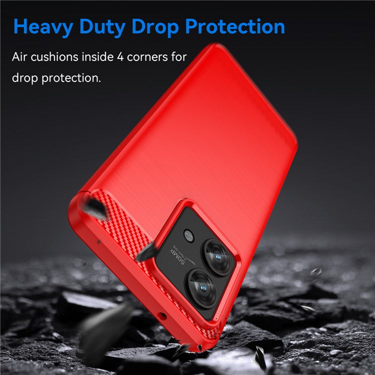 TPU Phone Shell for Motorola Edge 40 Neo 5G Case Carbon Fiber Texture Cover - Red