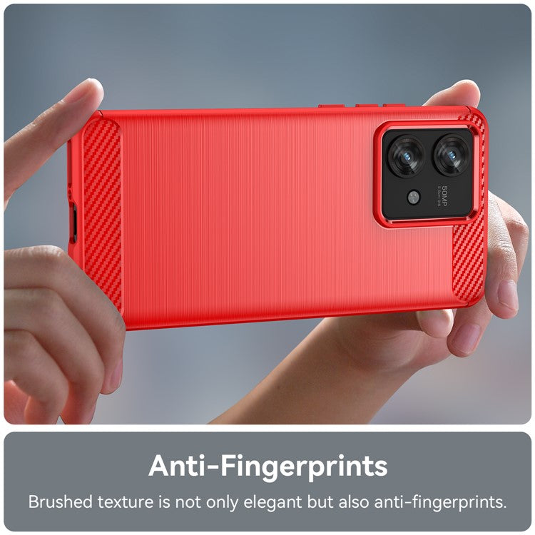 TPU Phone Shell for Motorola Edge 40 Neo 5G Case Carbon Fiber Texture Cover - Red