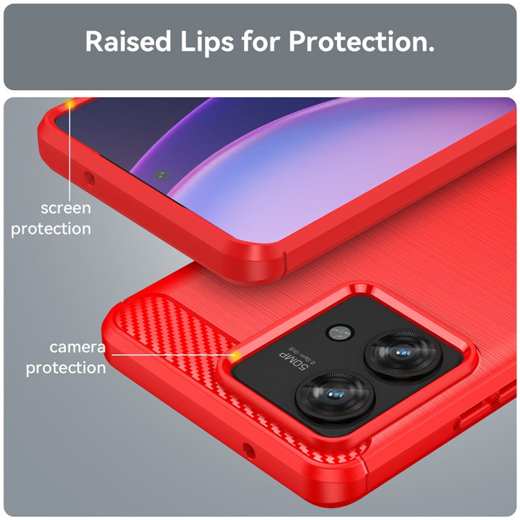 TPU Phone Shell for Motorola Edge 40 Neo 5G Case Carbon Fiber Texture Cover - Red