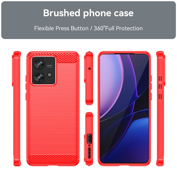 TPU Phone Shell for Motorola Edge 40 Neo 5G Case Carbon Fiber Texture Cover - Red