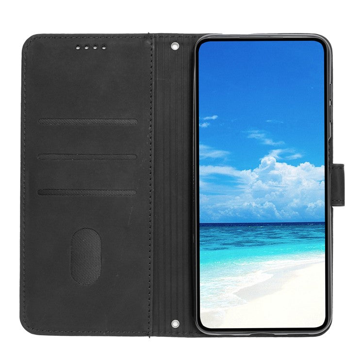 Wallet Stand Anti-drop Cover For Motorola Edge 40 5G Case Skin-touch Heart Imprinted PU Leather Shell - Black