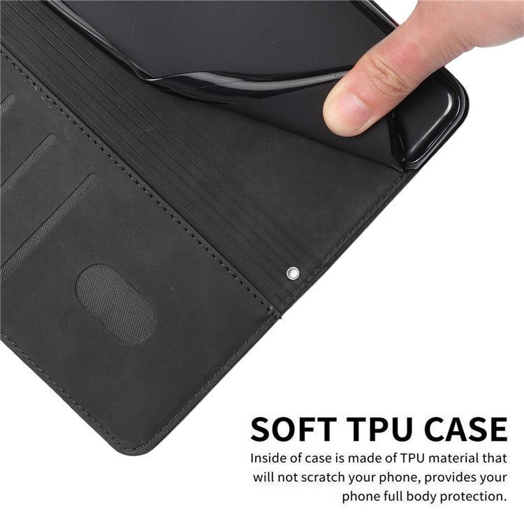 Wallet Stand Anti-drop Cover For Motorola Edge 40 5G Case Skin-touch Heart Imprinted PU Leather Shell - Black