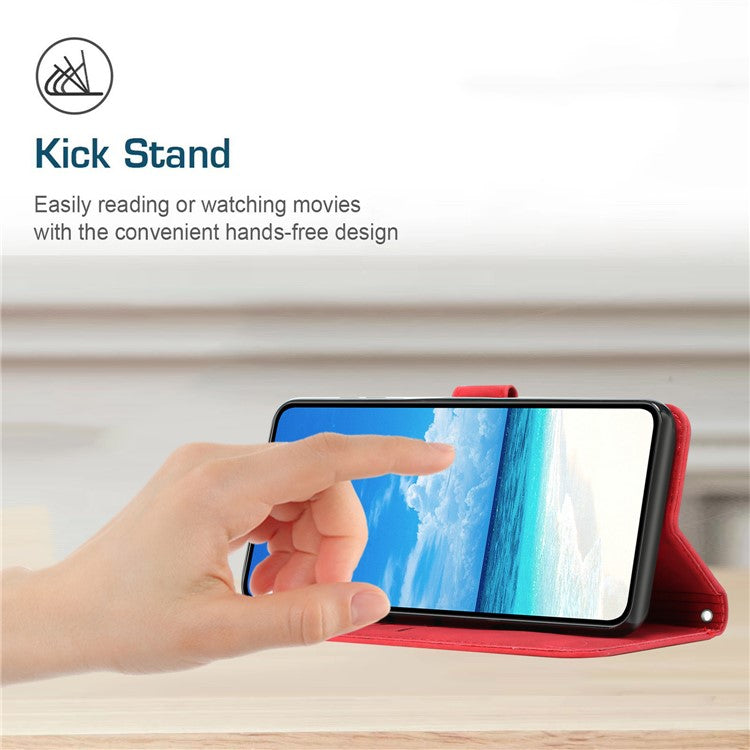 Wallet Stand Anti-drop Cover For Motorola Edge 40 5G Case Skin-touch Heart Imprinted PU Leather Shell - Red