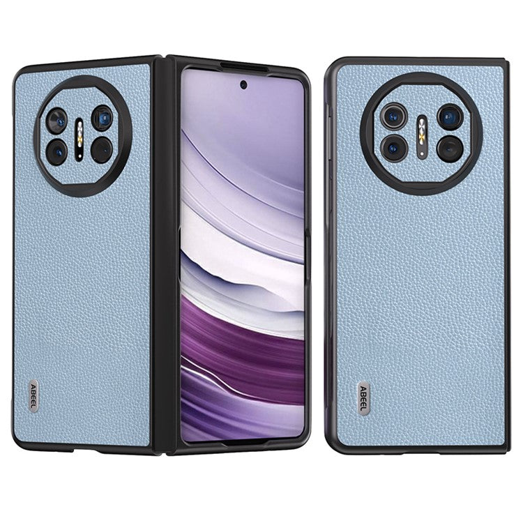ABEEL For Huawei Mate X5 Case Litchi Texture Genuine Cow Leather+PC Cover - Baby Blue