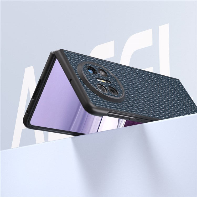 ABEEL For Huawei Mate X5 Case Luxury Texture Genuine Cow Leather Coated PC Cover - Blue