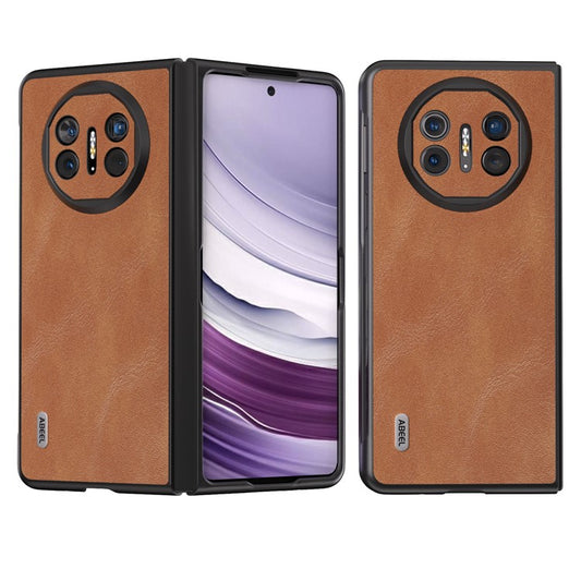 ABEEL For Huawei Mate X5 Case Cowhide Texture Leather + PC Phone Cover - Brown