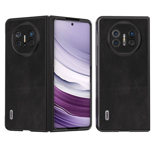 ABEEL For Huawei Mate X5 Case Cowhide Texture Leather + PC Phone Cover - Black