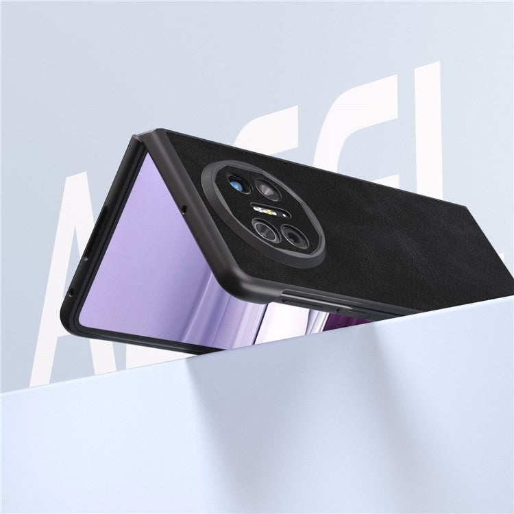 ABEEL For Huawei Mate X5 Case Cowhide Texture Leather + PC Phone Cover - Black