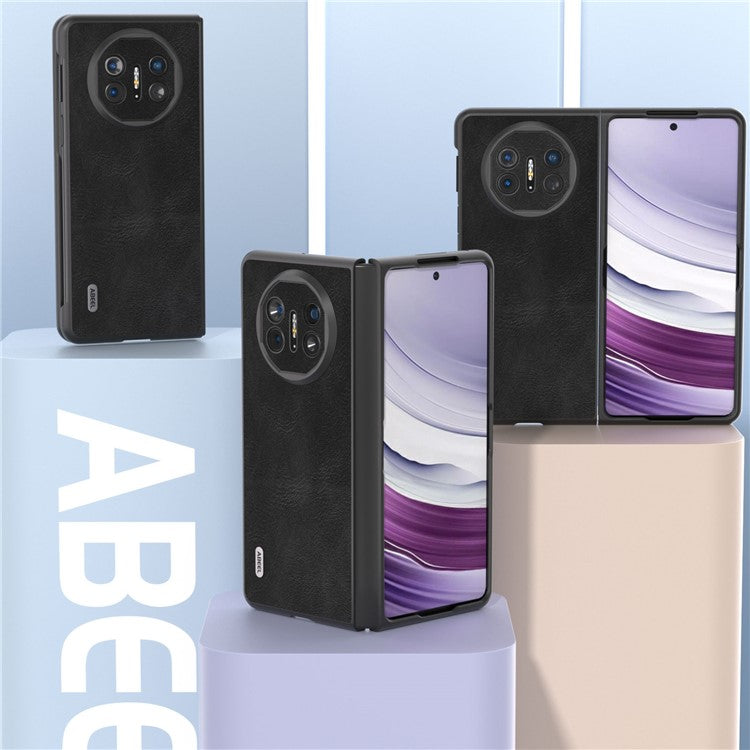 ABEEL For Huawei Mate X5 Case Cowhide Texture Leather + PC Phone Cover - Black